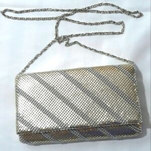 Lulu Townsend Elegant Silver and Gold Clutch Bag Crossbody With Chain